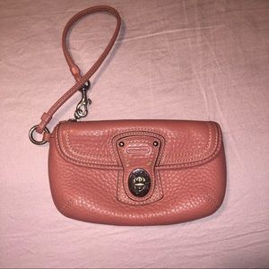 COACH pebbled leather wristlet